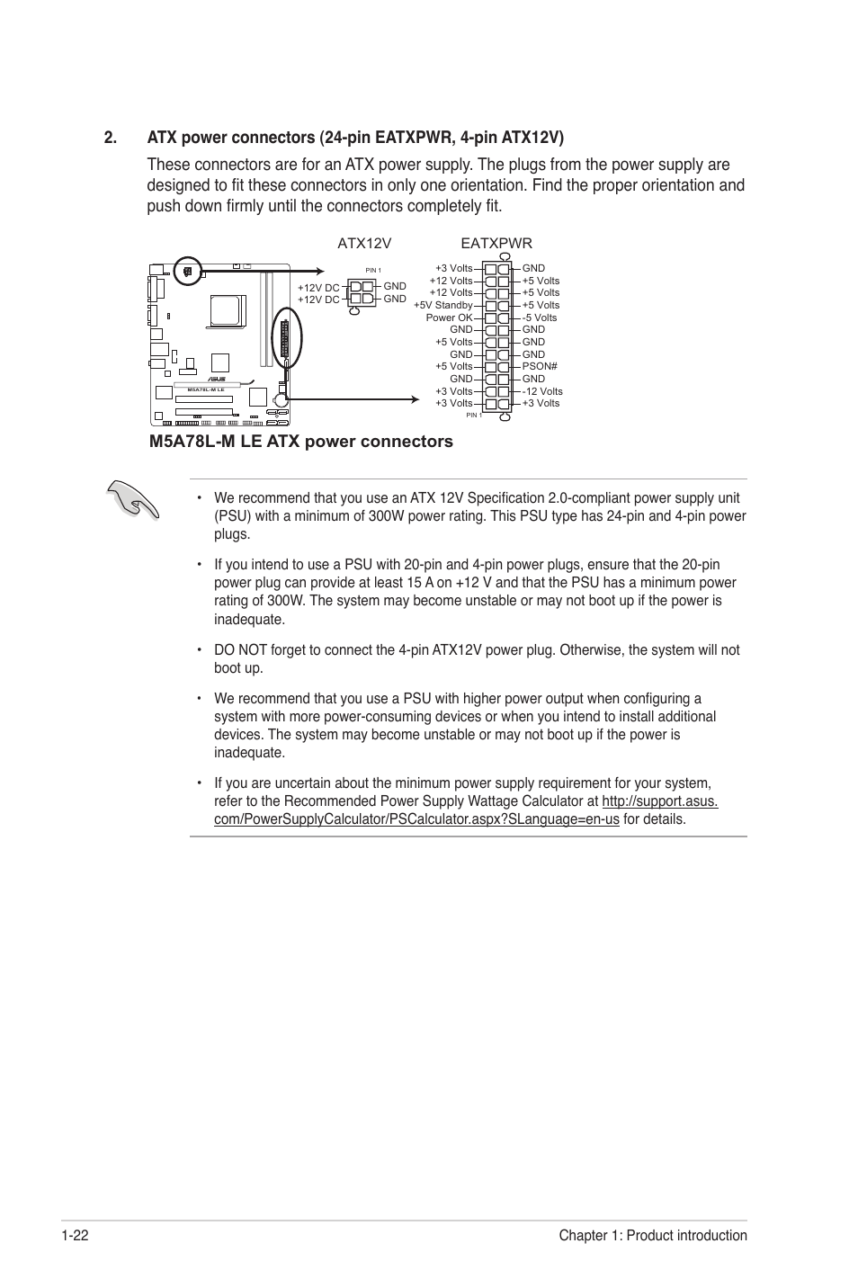 M5a78l-m le atx power connectors | Asus M5A78L-M PLUS User Manual | Page 32 / 64