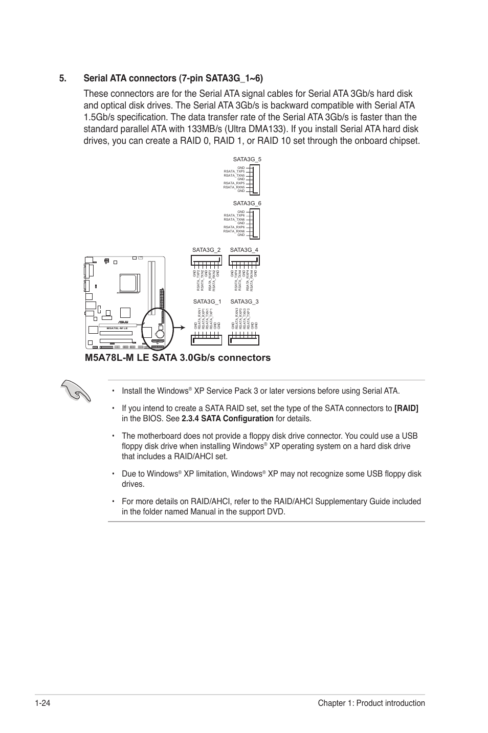 Install the windows, Xp limitation, windows, Chapter 1: product introduction 1-24 | Asus M5A78L-M PLUS User Manual | Page 34 / 64
