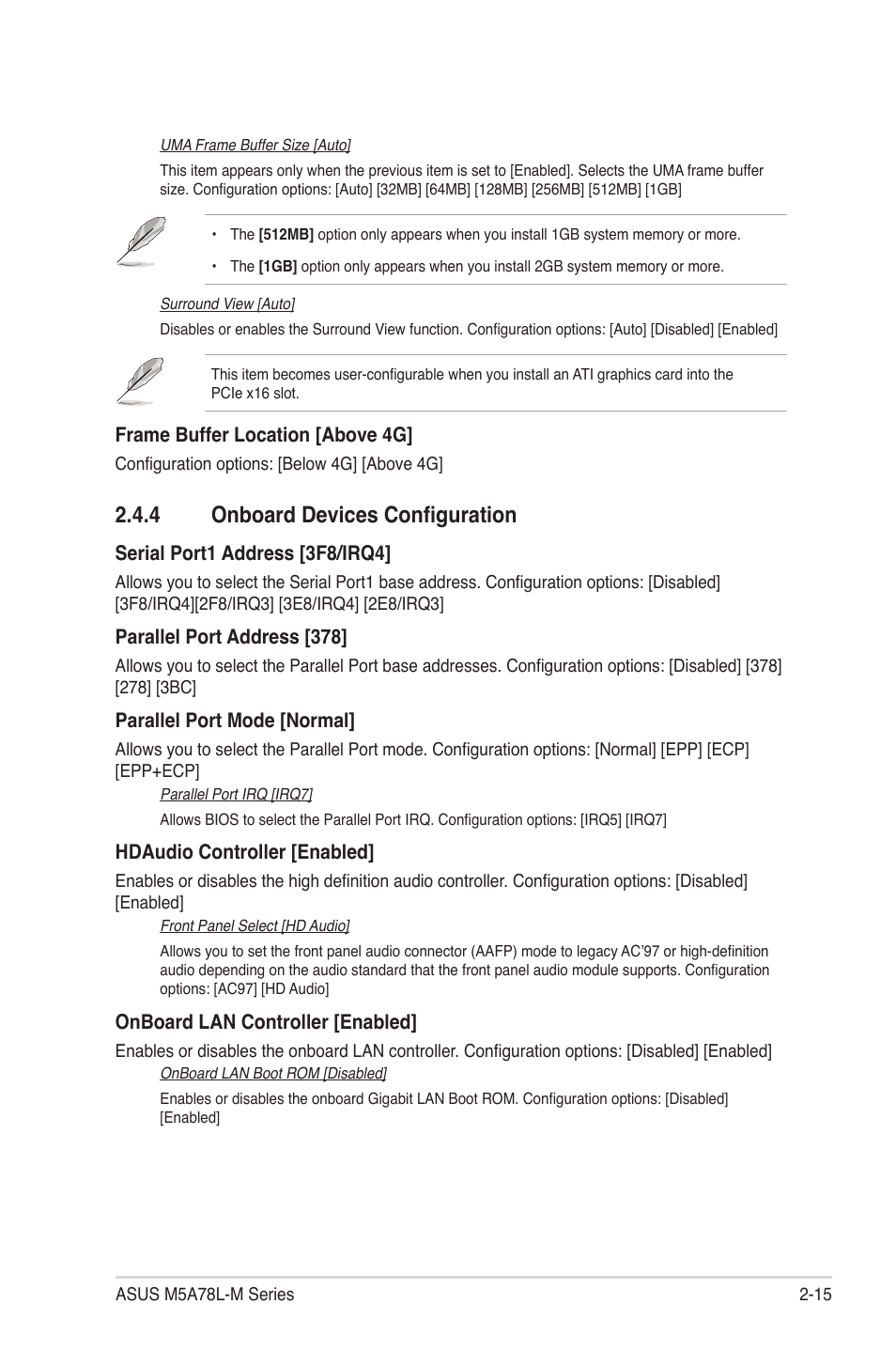 4 onboard devices configuration, 4 onboard devices configuration -15 | Asus M5A78L-M PLUS User Manual | Page 53 / 64