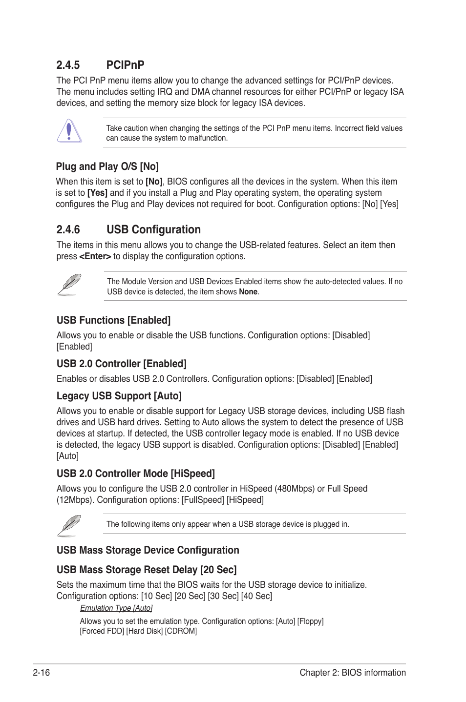 5 pcipnp, 6 usb configuration, Pcipnp -16 | Usb configuration -16 | Asus M5A78L-M PLUS User Manual | Page 54 / 64