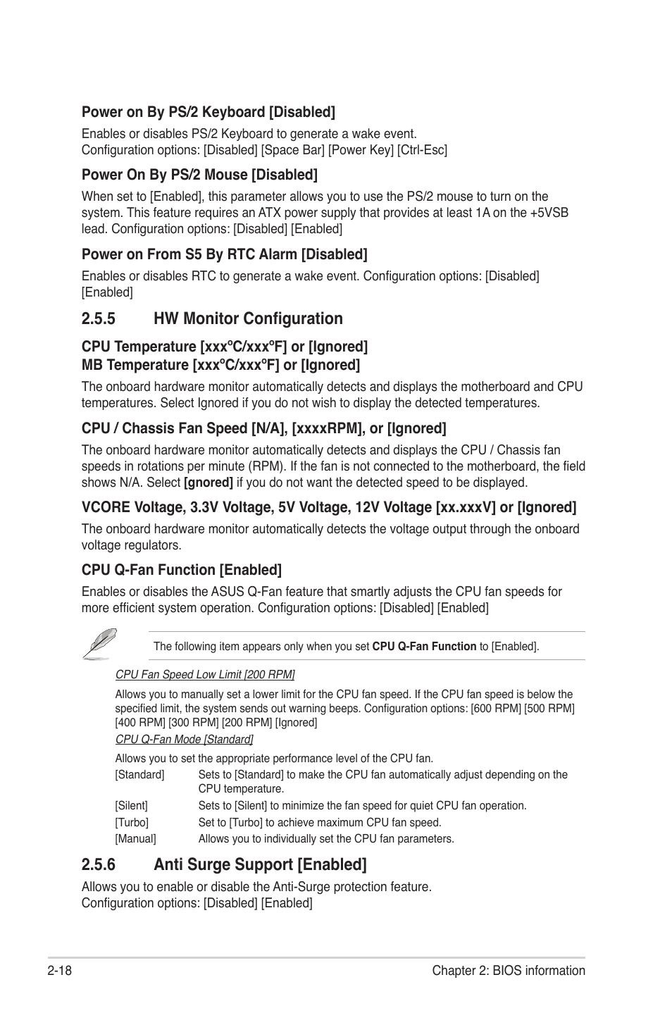 5 hw monitor configuration, 6 anti surge support [enabled, Hw monitor configuration -18 | Anti surge support [enabled] -18 | Asus M5A78L-M PLUS User Manual | Page 56 / 64