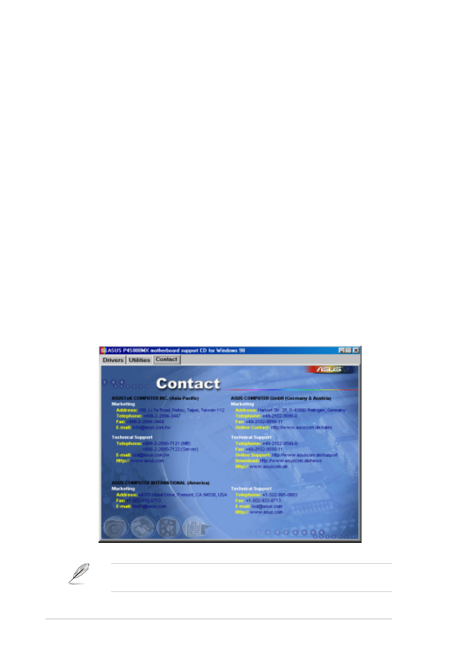 4 asus contact information | Asus P4S800-MX User Manual | Page 64 / 64