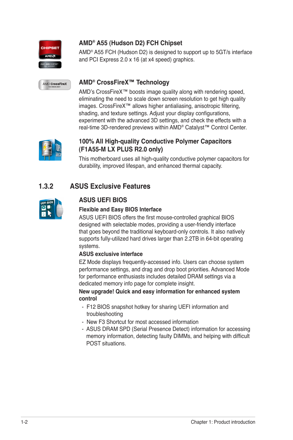 2 asus exclusive features, Asus exclusive features -2 | Asus F1A55-M LX R2.0 User Manual | Page 12 / 68