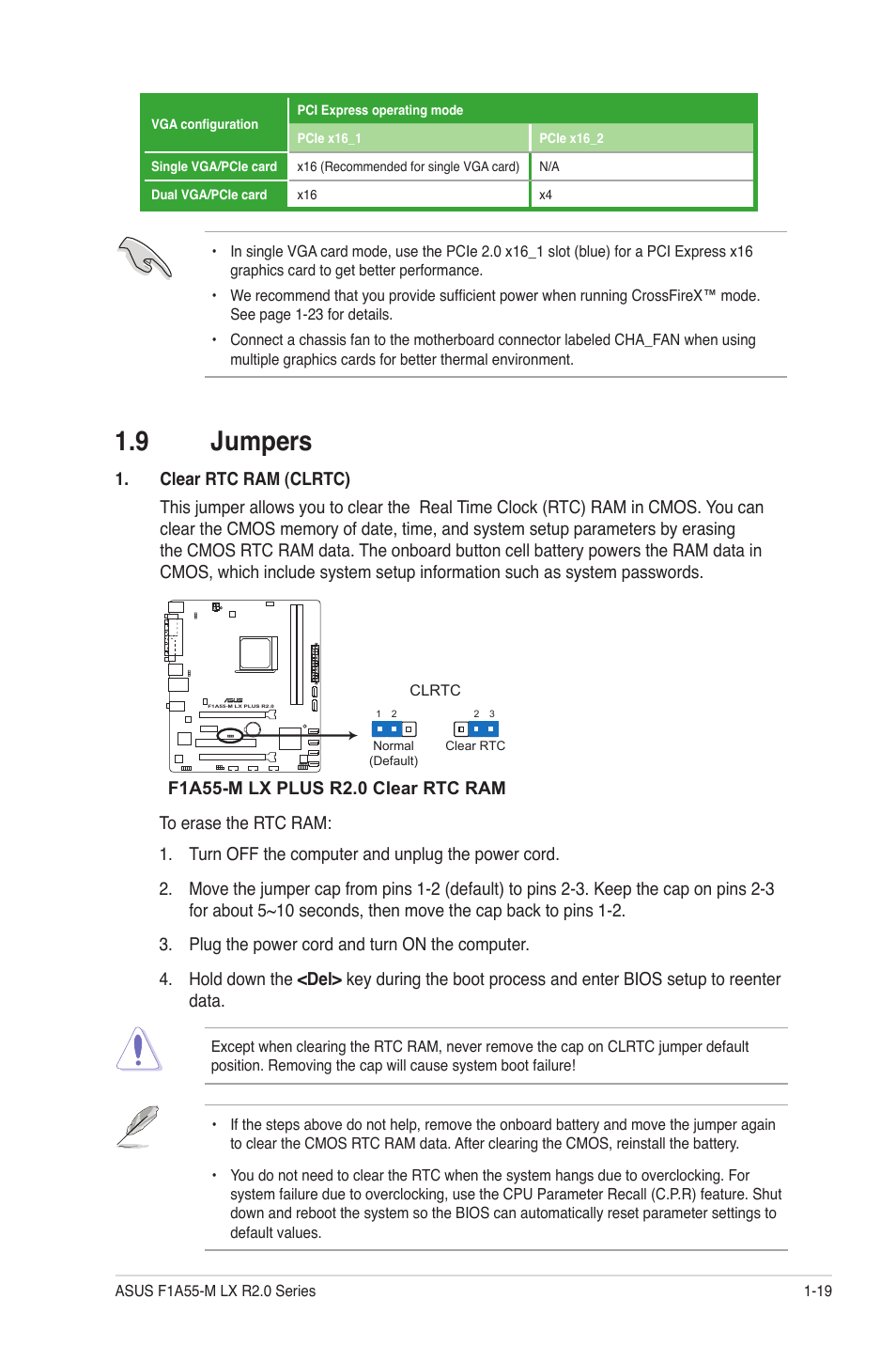 9 jumpers, Jumpers -19 | Asus F1A55-M LX R2.0 User Manual | Page 29 / 68