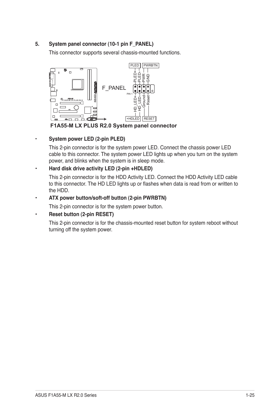 F_panel | Asus F1A55-M LX R2.0 User Manual | Page 35 / 68