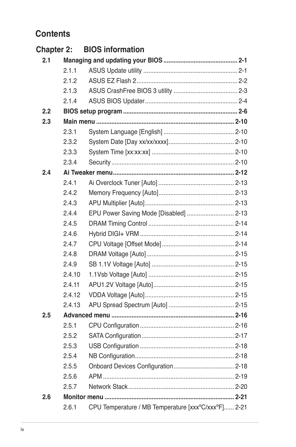 Asus F1A55-M LX R2.0 User Manual | Page 4 / 68