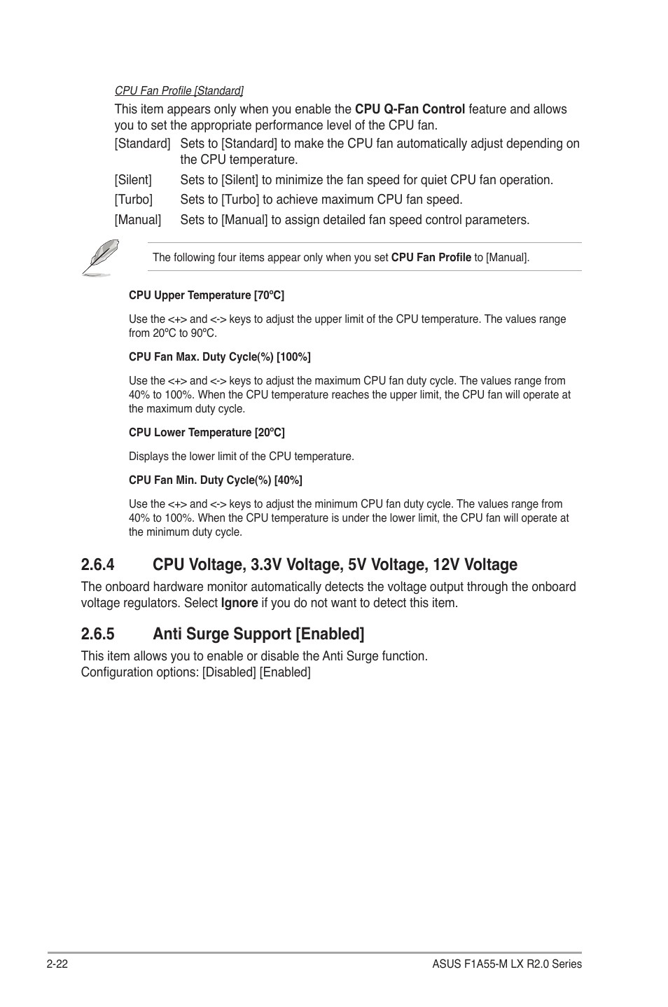 5 anti surge support [enabled, Anti surge support [enabled] -22 | Asus F1A55-M LX R2.0 User Manual | Page 60 / 68