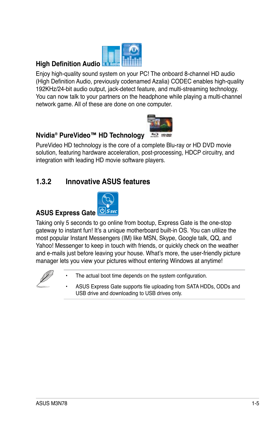 2 innovative asus features, Innovative asus features -5 | Asus M3N78 User Manual | Page 17 / 100