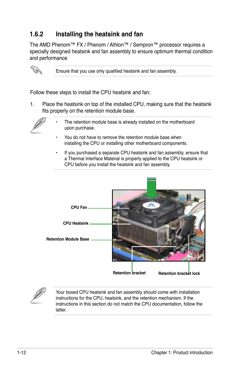 2 installing the heatsink and fan, Installing the heatsink and fan -12 | Asus M3N78 User Manual | Page 24 / 100