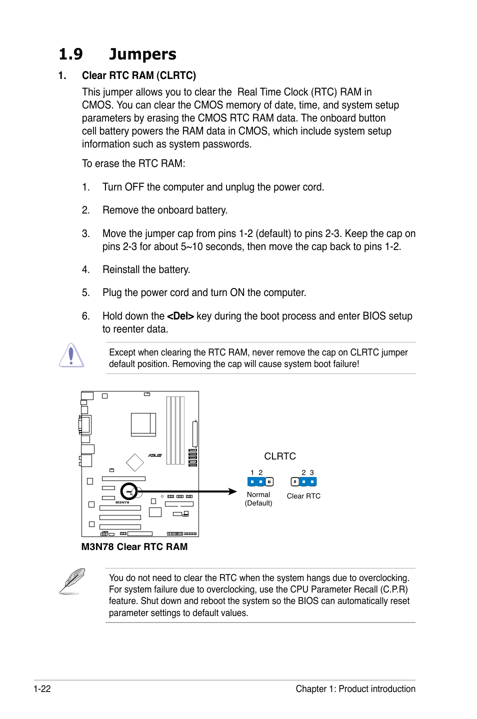 9 jumpers, Jumpers -22 | Asus M3N78 User Manual | Page 34 / 100