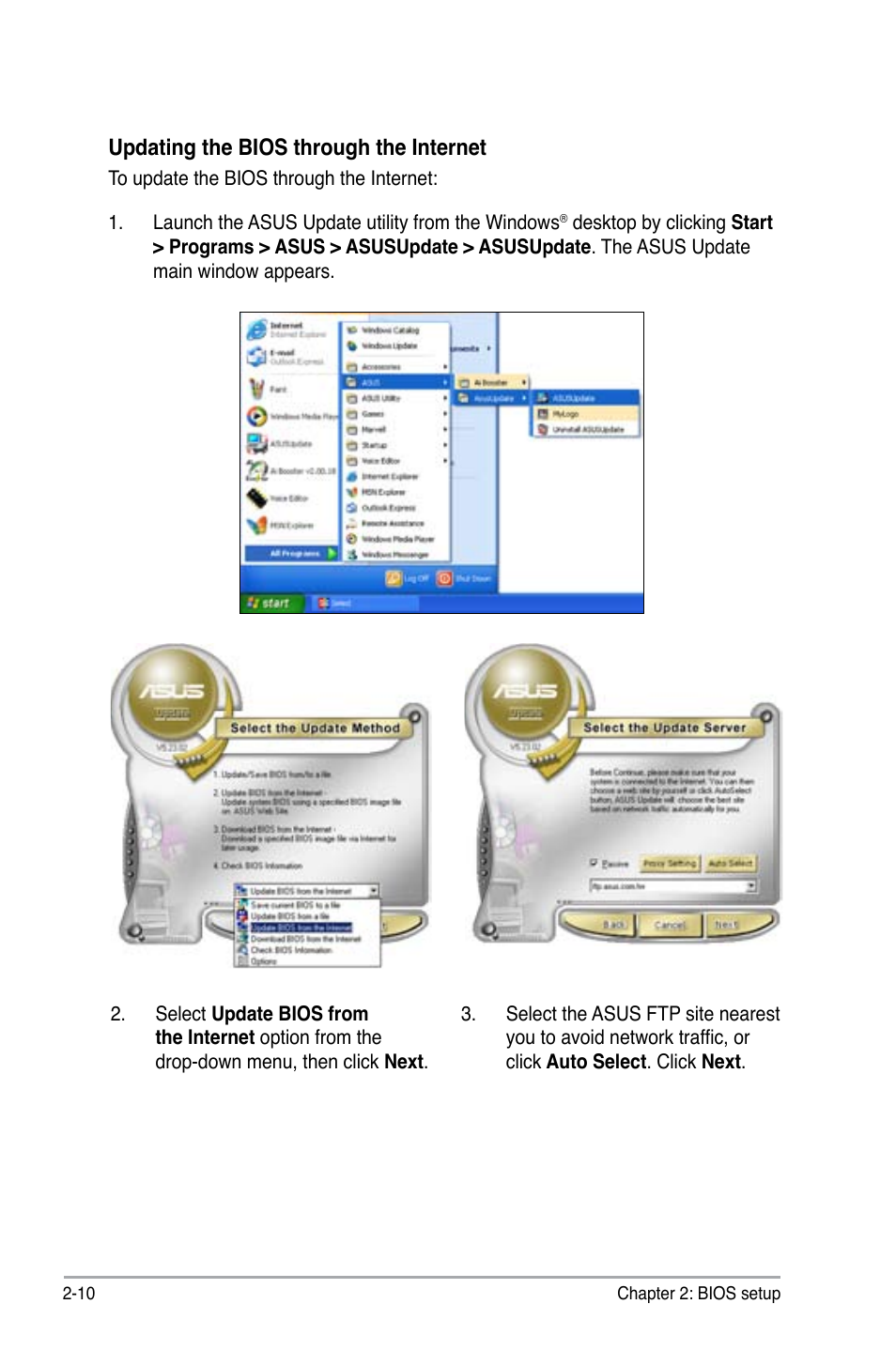 Updating the bios through the internet | Asus M3N78 User Manual | Page 56 / 100