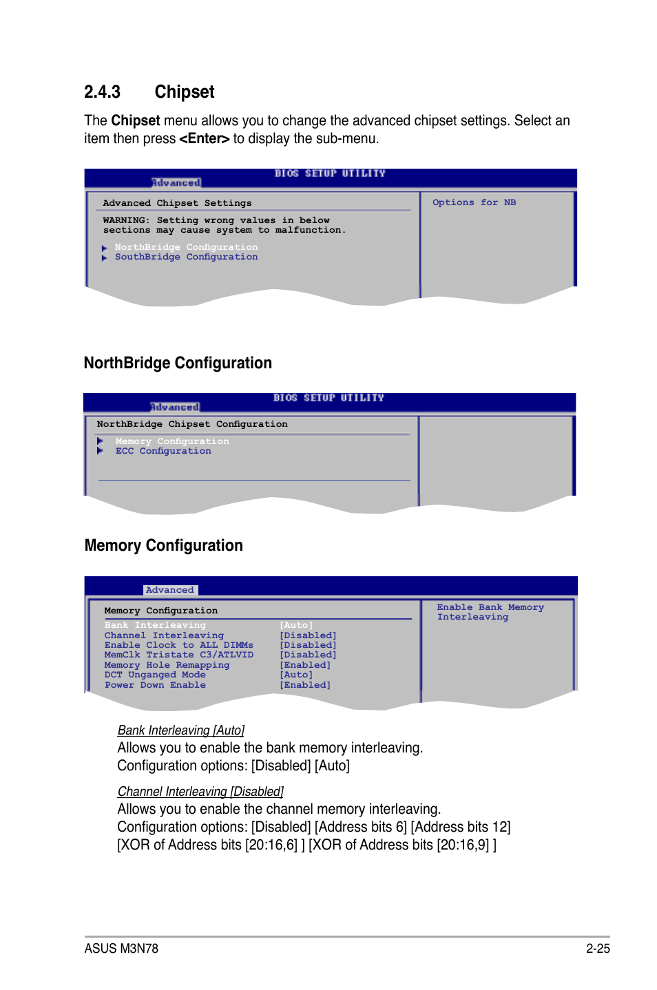 3 chipset, Chipset -25, Northbridge configuration | Asus M3N78 User Manual | Page 71 / 100