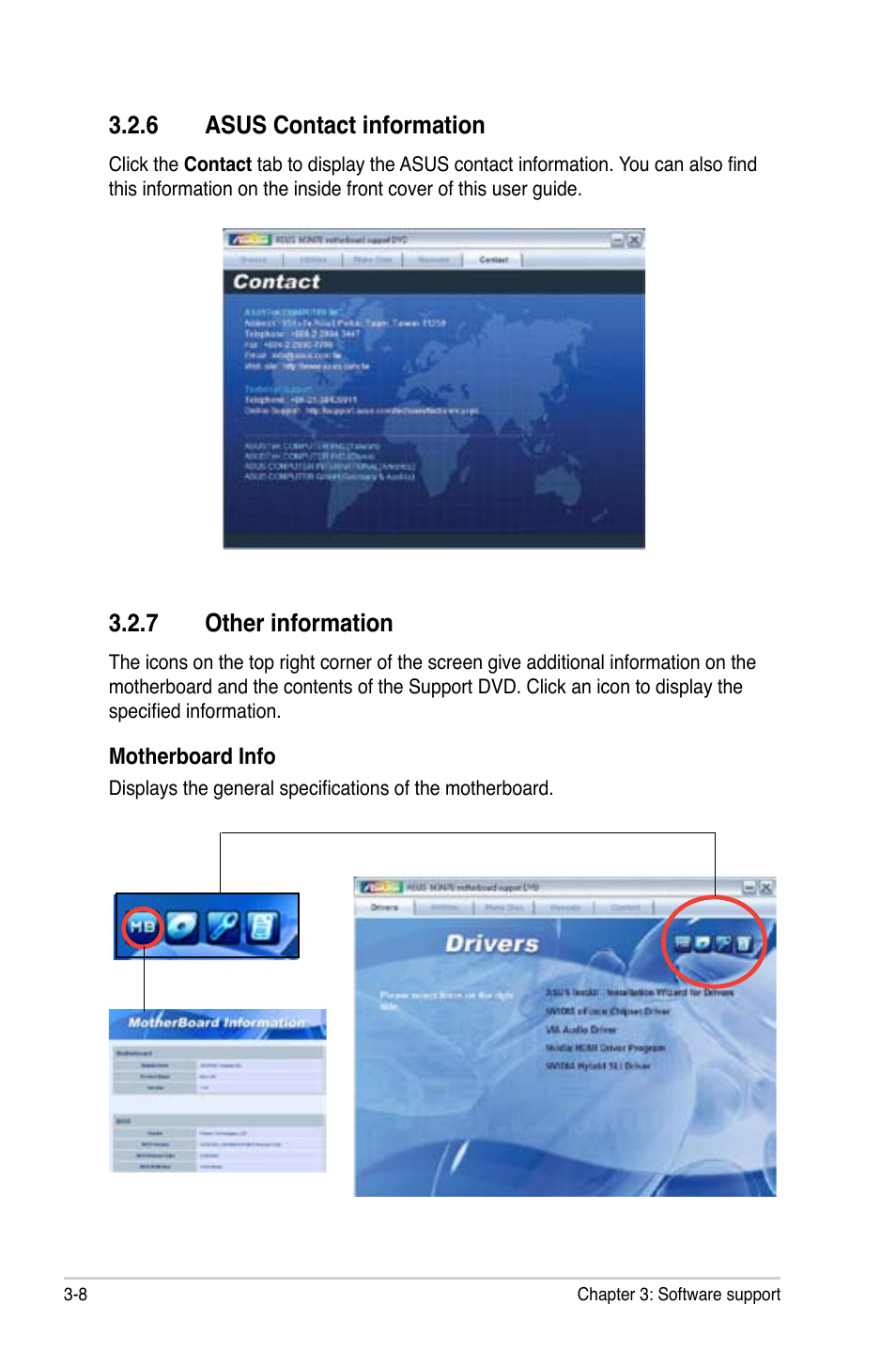 6 asus contact information, 7 other information, Asus contact information -8 | Other information -8 | Asus M3N78 User Manual | Page 94 / 100