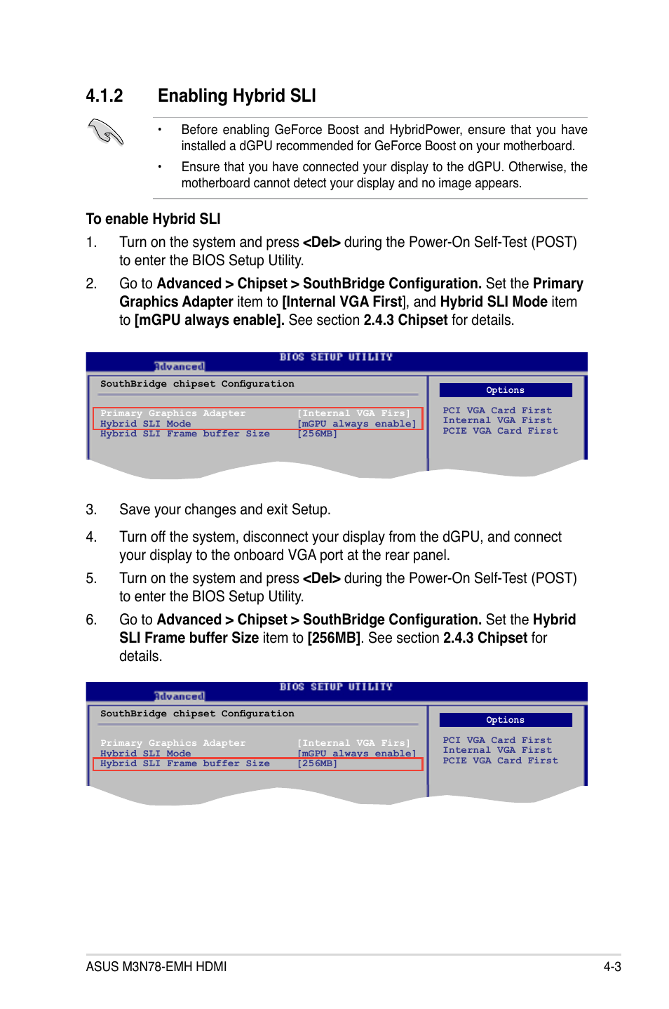 2 enabling hybrid sli, Enabling hybrid sli -3 | Asus M3N78 User Manual | Page 99 / 100