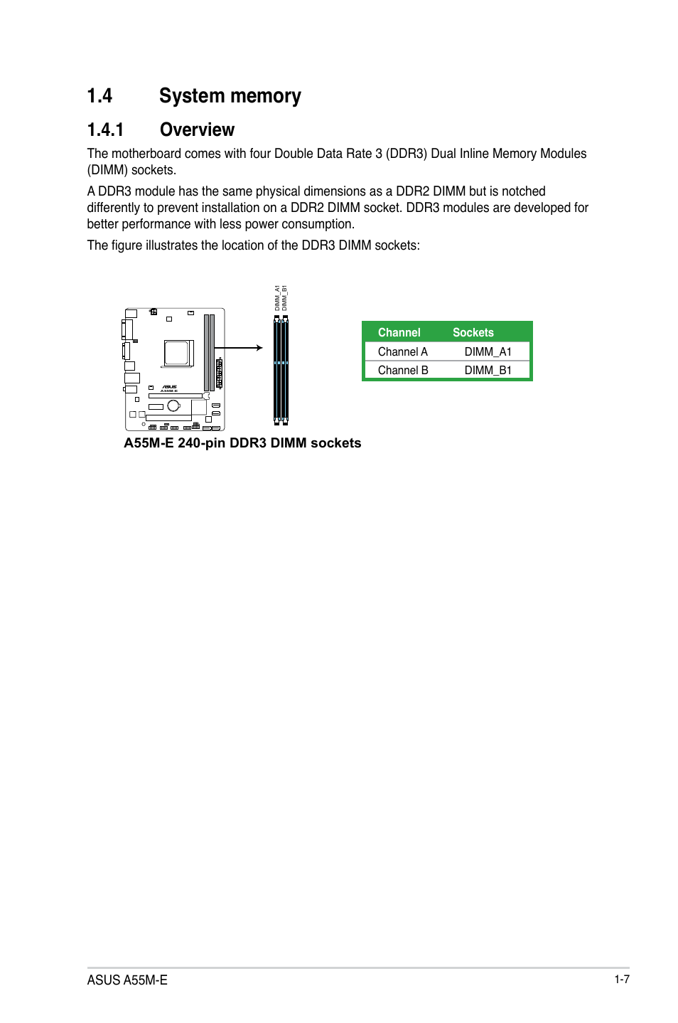 4 system memory, 4 system memory -7, 1 overview | Asus A55M-E User Manual | Page 15 / 47