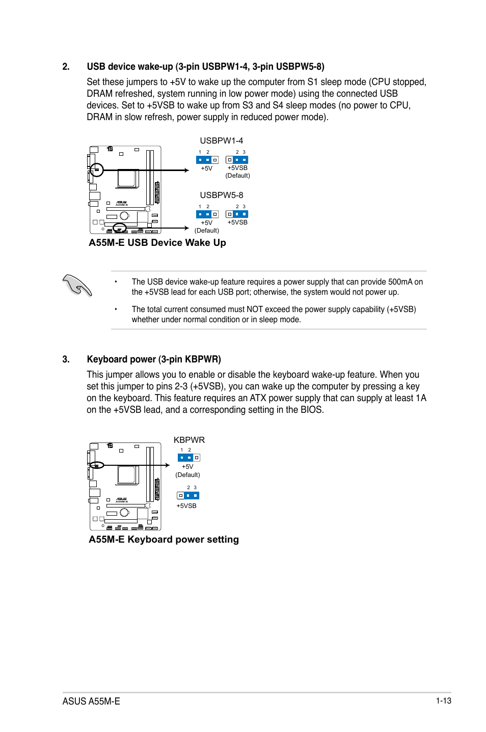 Asus a55m-e, A55m-e keyboard power setting | Asus A55M-E User Manual | Page 21 / 47