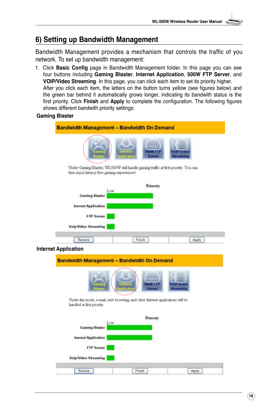 6) setting up bandwidth management | Asus WL-500W User Manual | Page 21 / 44