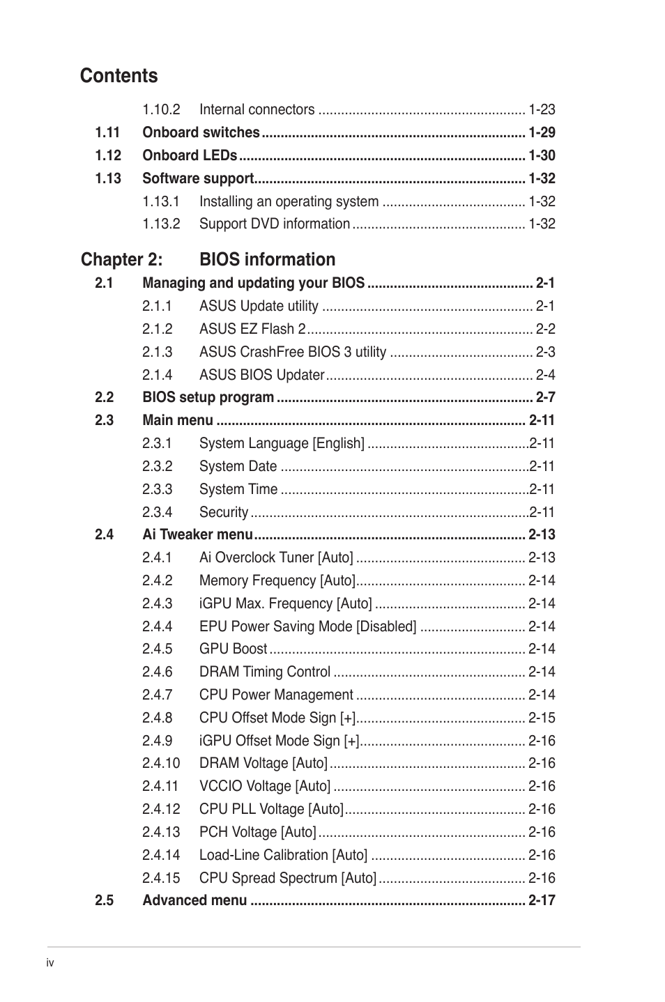 Asus P8H61-M PRO User Manual | Page 4 / 76