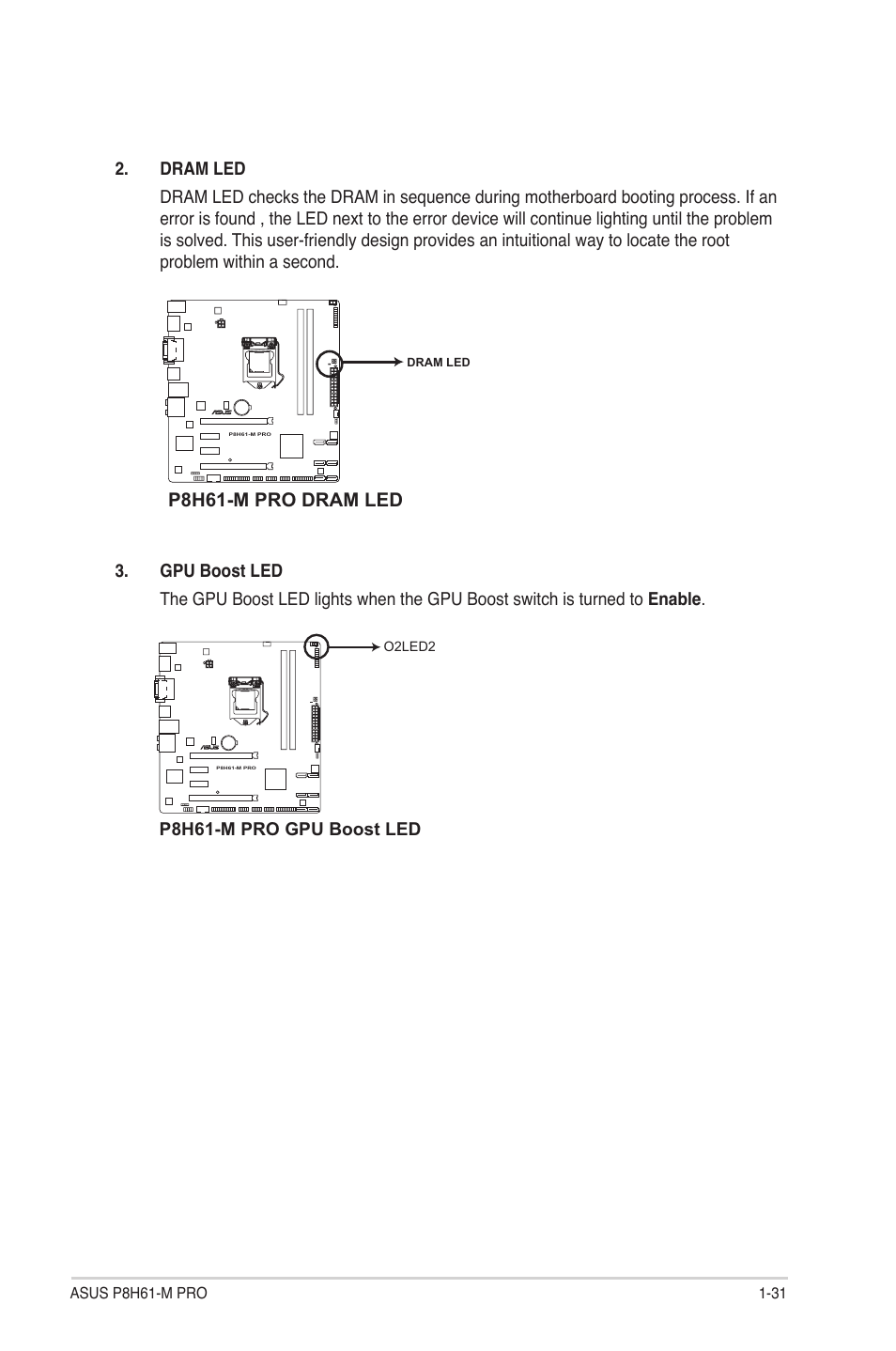 P8h61-m pro dram led | Asus P8H61-M PRO User Manual | Page 43 / 76