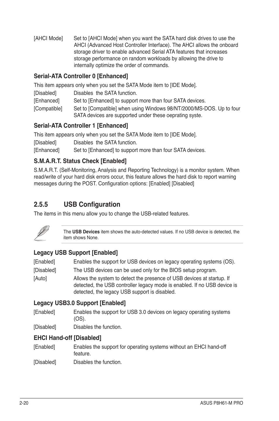 5 usb configuration, Usb configuration -20 | Asus P8H61-M PRO User Manual | Page 64 / 76