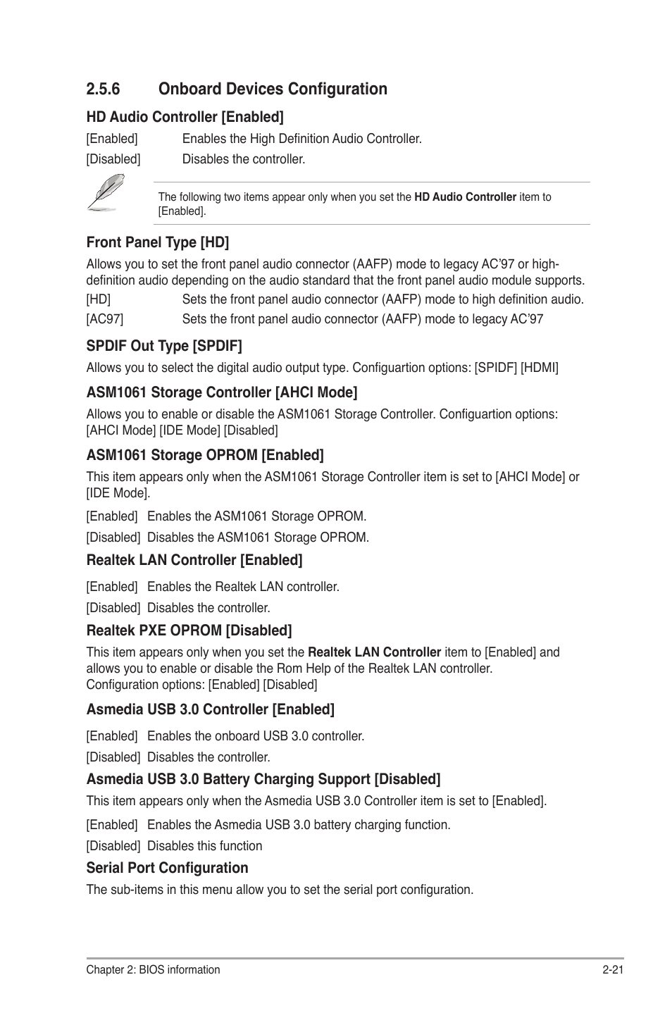 6 onboard devices configuration, Onboard devices configuration -21 | Asus P8H61-M PRO User Manual | Page 65 / 76