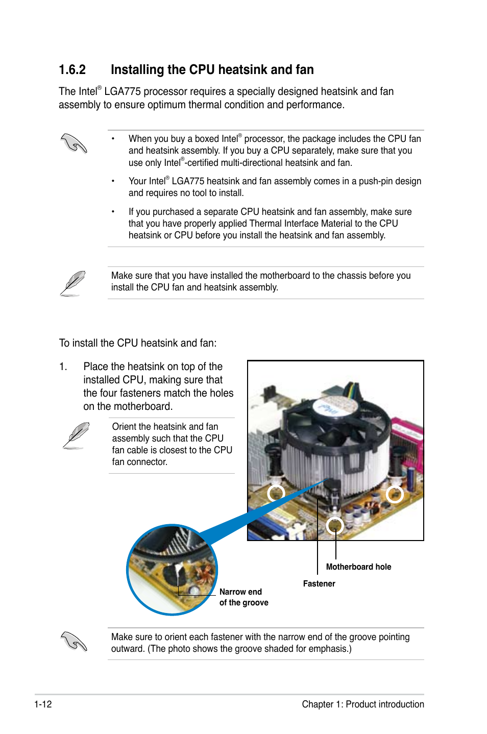 2 installing the cpu heatsink and fan | Asus P5B-VM SE User Manual | Page 24 / 94