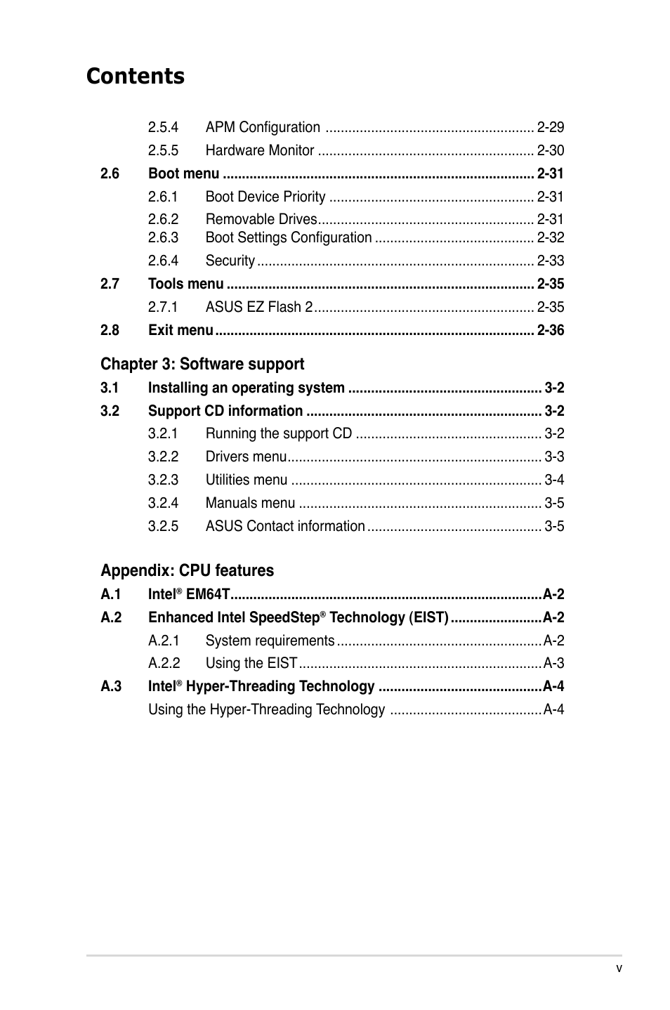 Asus P5B-VM SE User Manual | Page 5 / 94