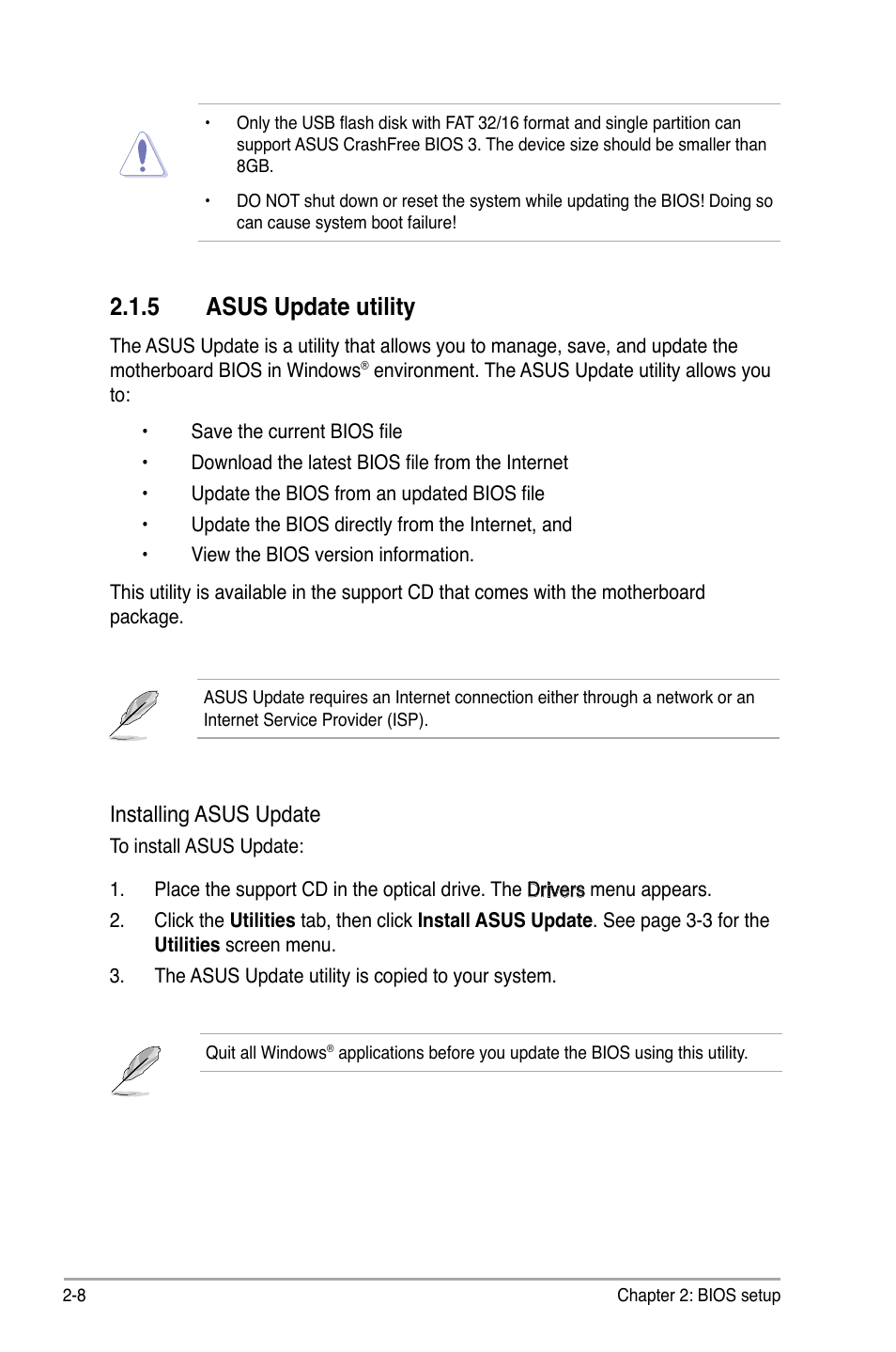 5 asus update utility, Installing asus update | Asus P5B-VM SE User Manual | Page 56 / 94