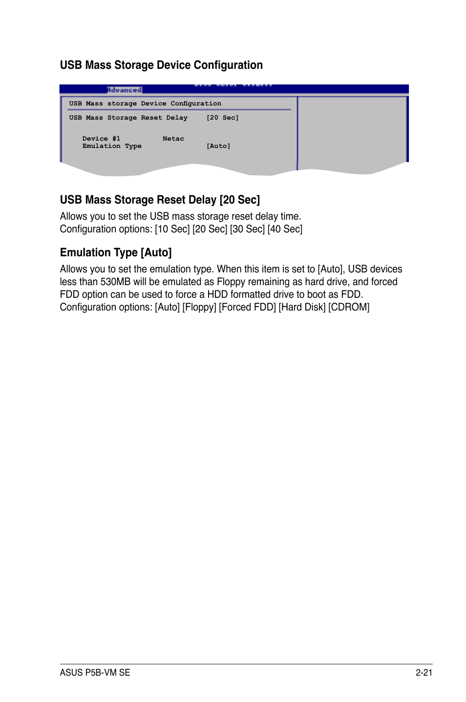 Emulation type [auto | Asus P5B-VM SE User Manual | Page 69 / 94