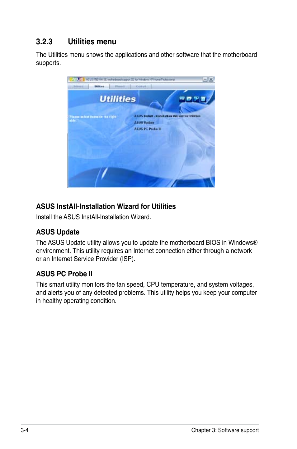 3 utilities menu | Asus P5B-VM SE User Manual | Page 88 / 94