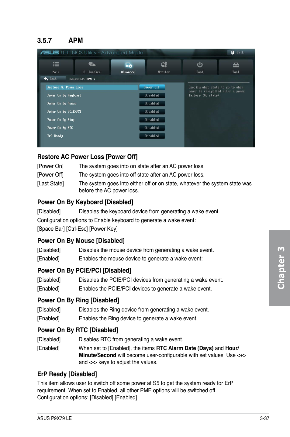 7 apm, Apm -37, Chapter 3 | Asus P9X79 LE User Manual | Page 103 / 176