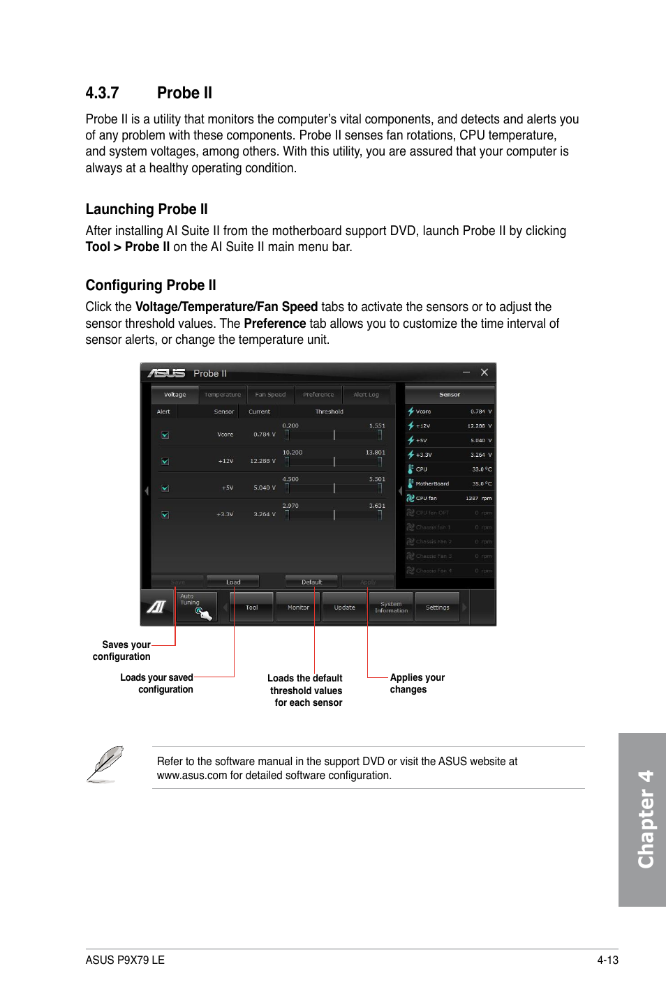 7 probe ii, Probe ii -13, Chapter 4 | Asus P9X79 LE User Manual | Page 133 / 176