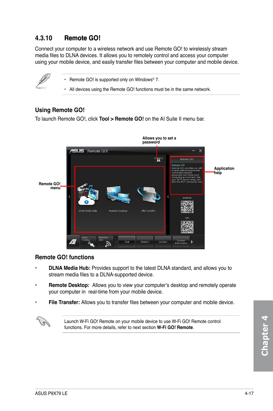 10 remote go, Remote go! -17, Chapter 4 | 10 remote go! remote go | Asus P9X79 LE User Manual | Page 137 / 176