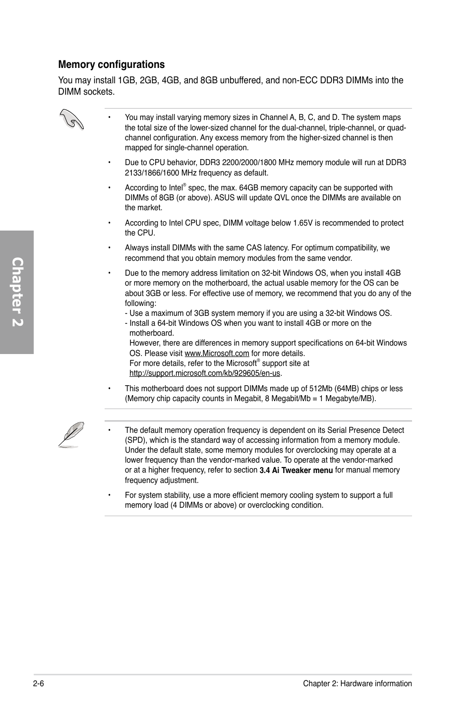 Chapter 2 | Asus P9X79 LE User Manual | Page 24 / 176