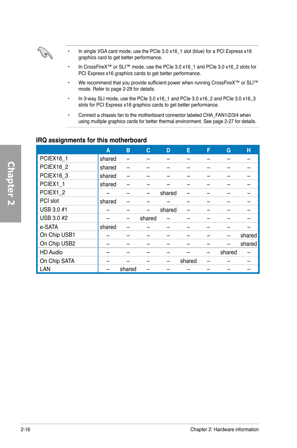 Chapter 2 | Asus P9X79 LE User Manual | Page 34 / 176