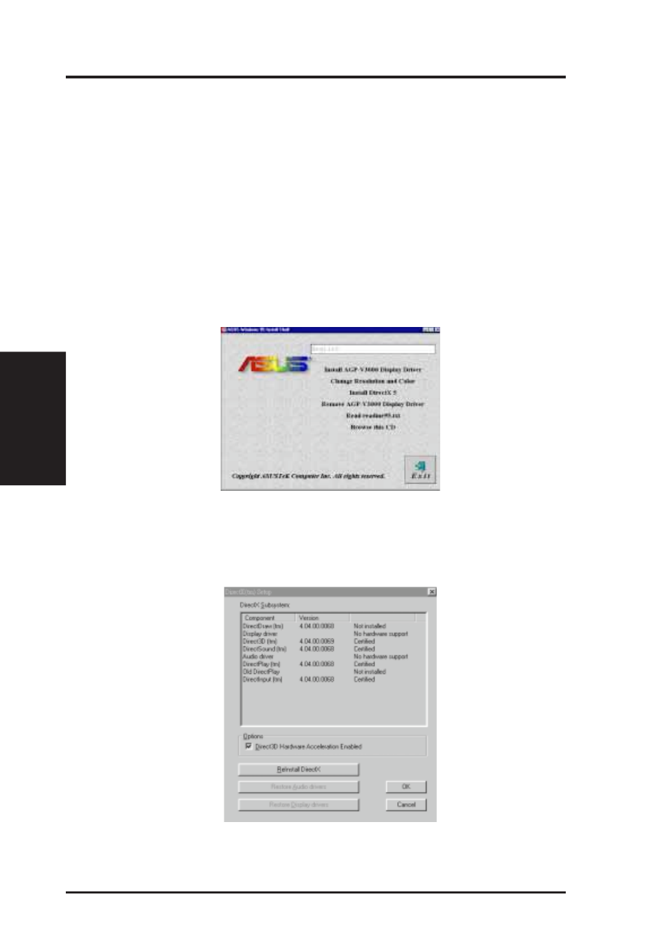 Iii. windows 95, Directx 5 installation | Asus AGP-V3000 User Manual | Page 16 / 24