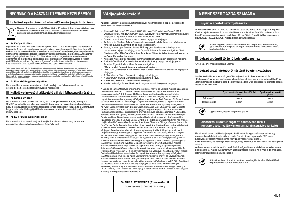 A rendszergazda számára | Sharp MX-1810U User Manual | Page 29 / 56