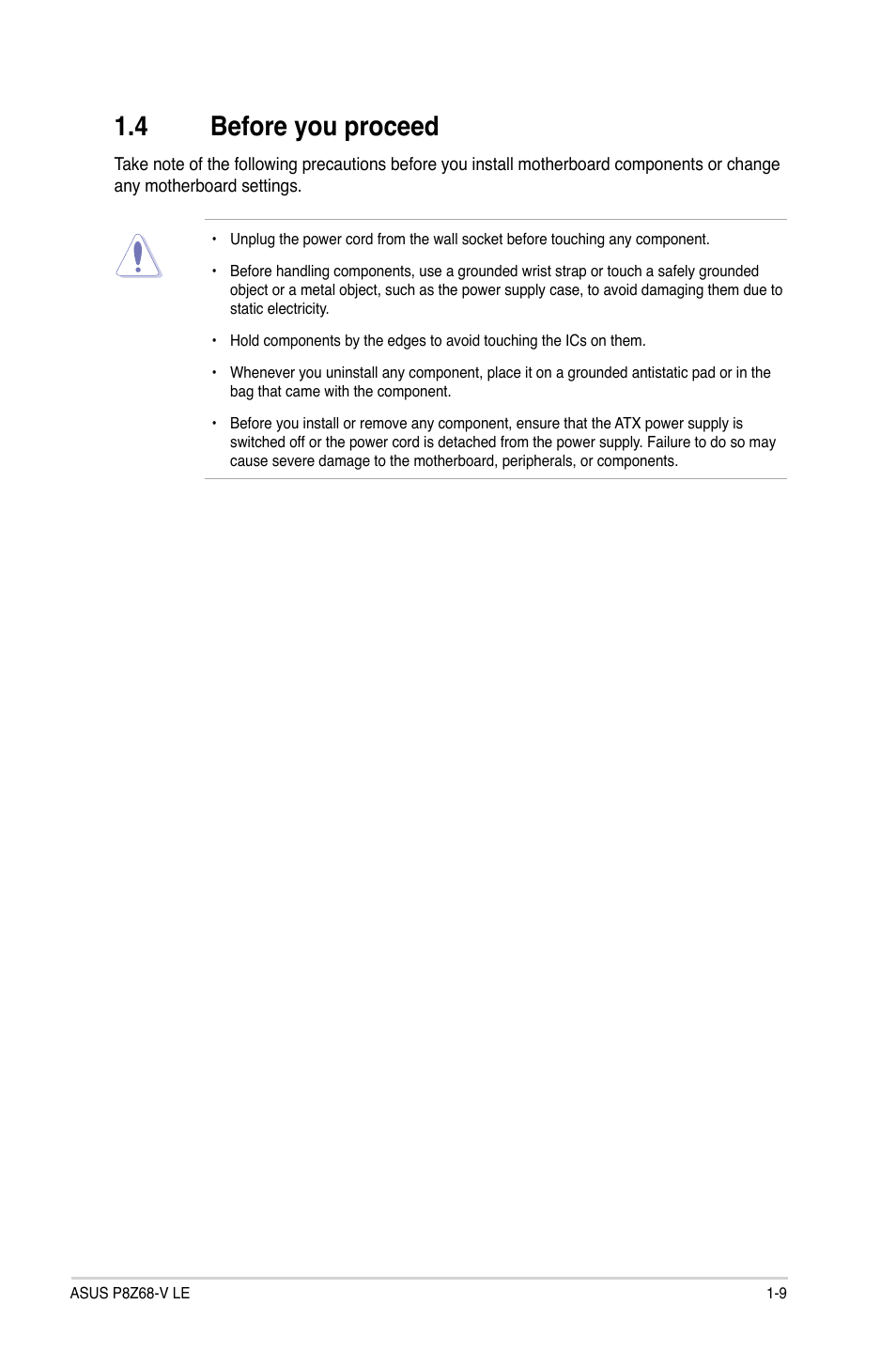 4 before you proceed, Before you proceed -9 | Asus P8Z68-V LE User Manual | Page 21 / 82