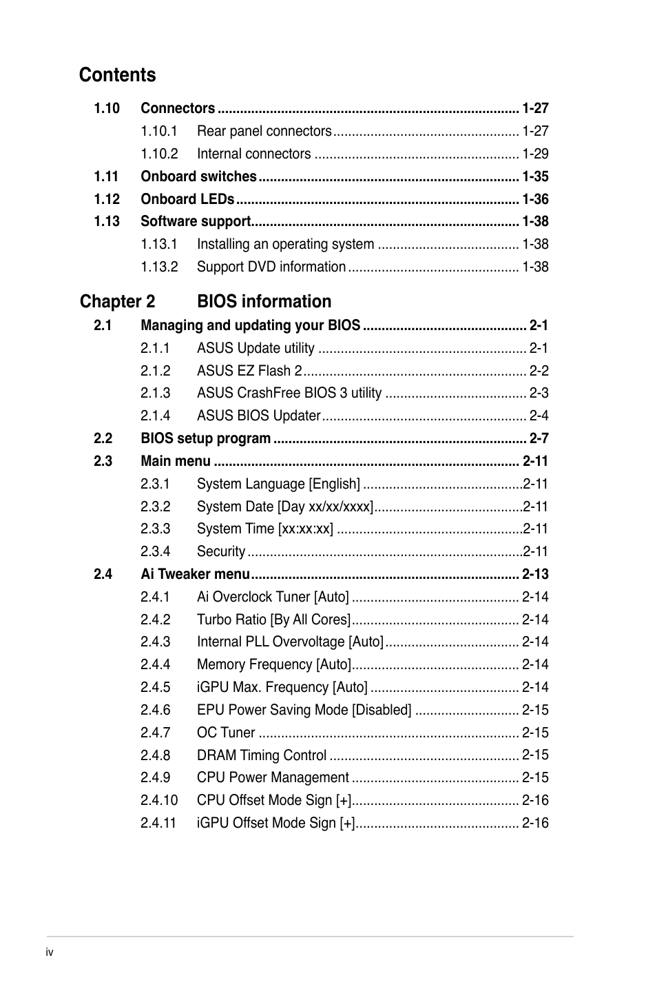 Asus P8Z68-V LE User Manual | Page 4 / 82