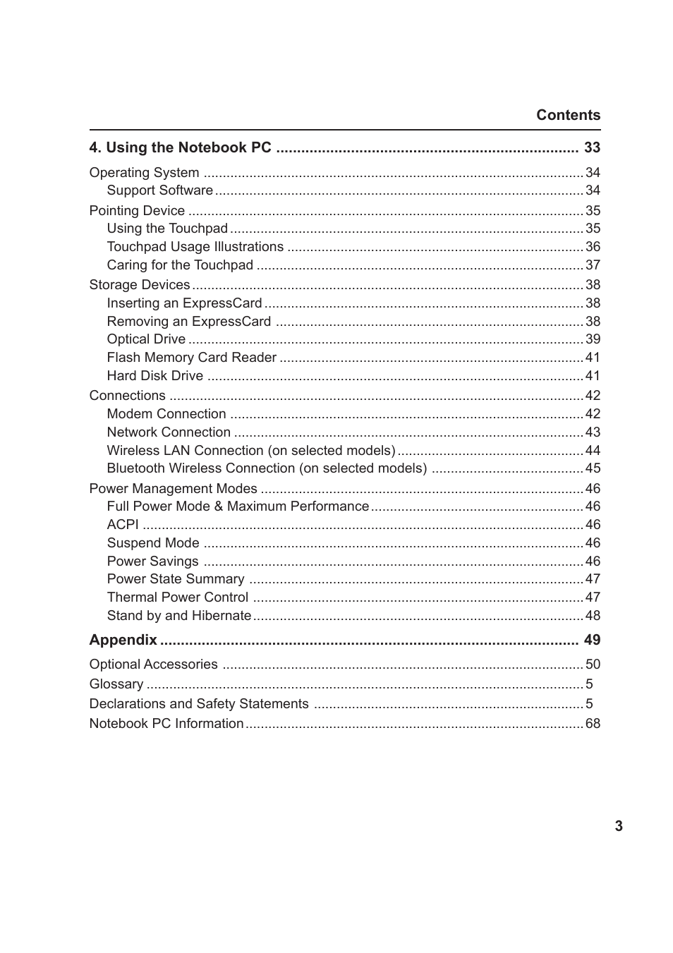 Asus W5F User Manual | Page 3 / 68