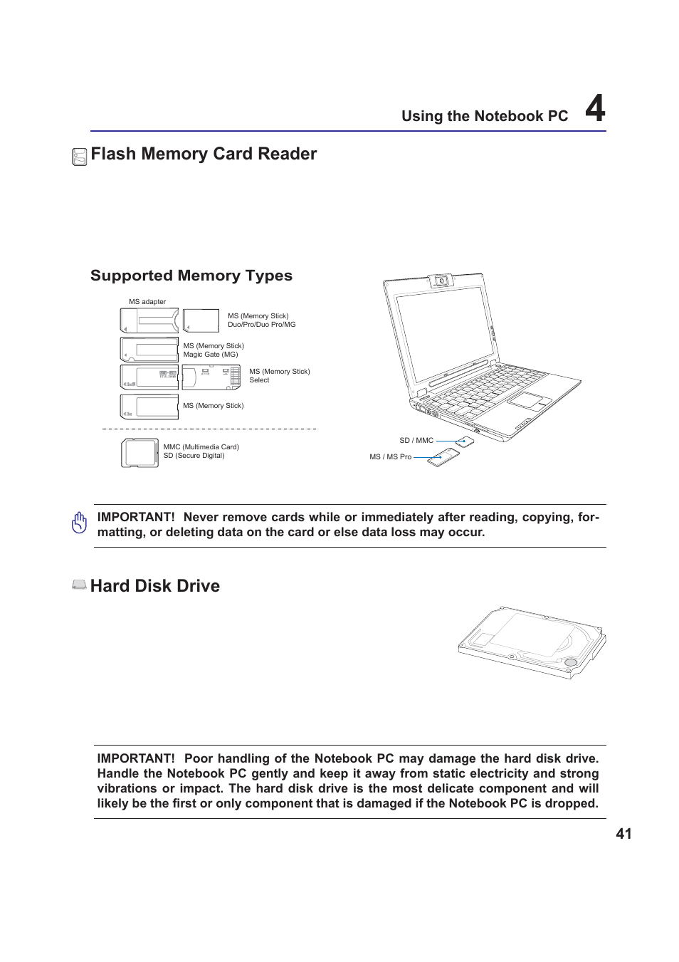 Hard disk drive | Asus W5F User Manual | Page 41 / 68