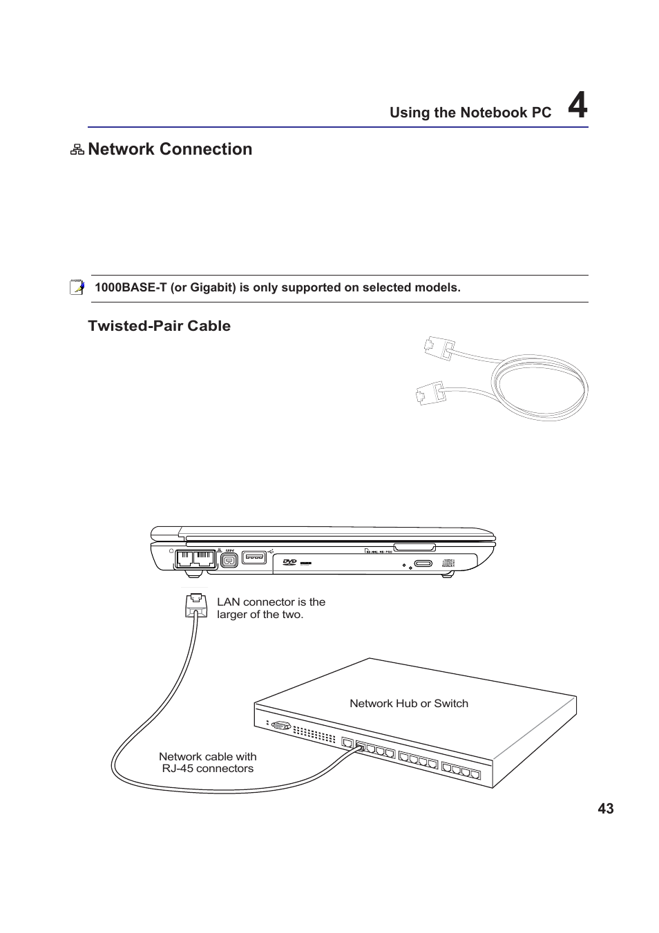 Network connection | Asus W5F User Manual | Page 43 / 68