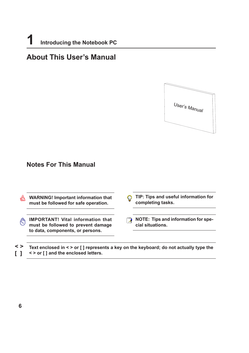 About this user’s manual | Asus W5F User Manual | Page 6 / 68