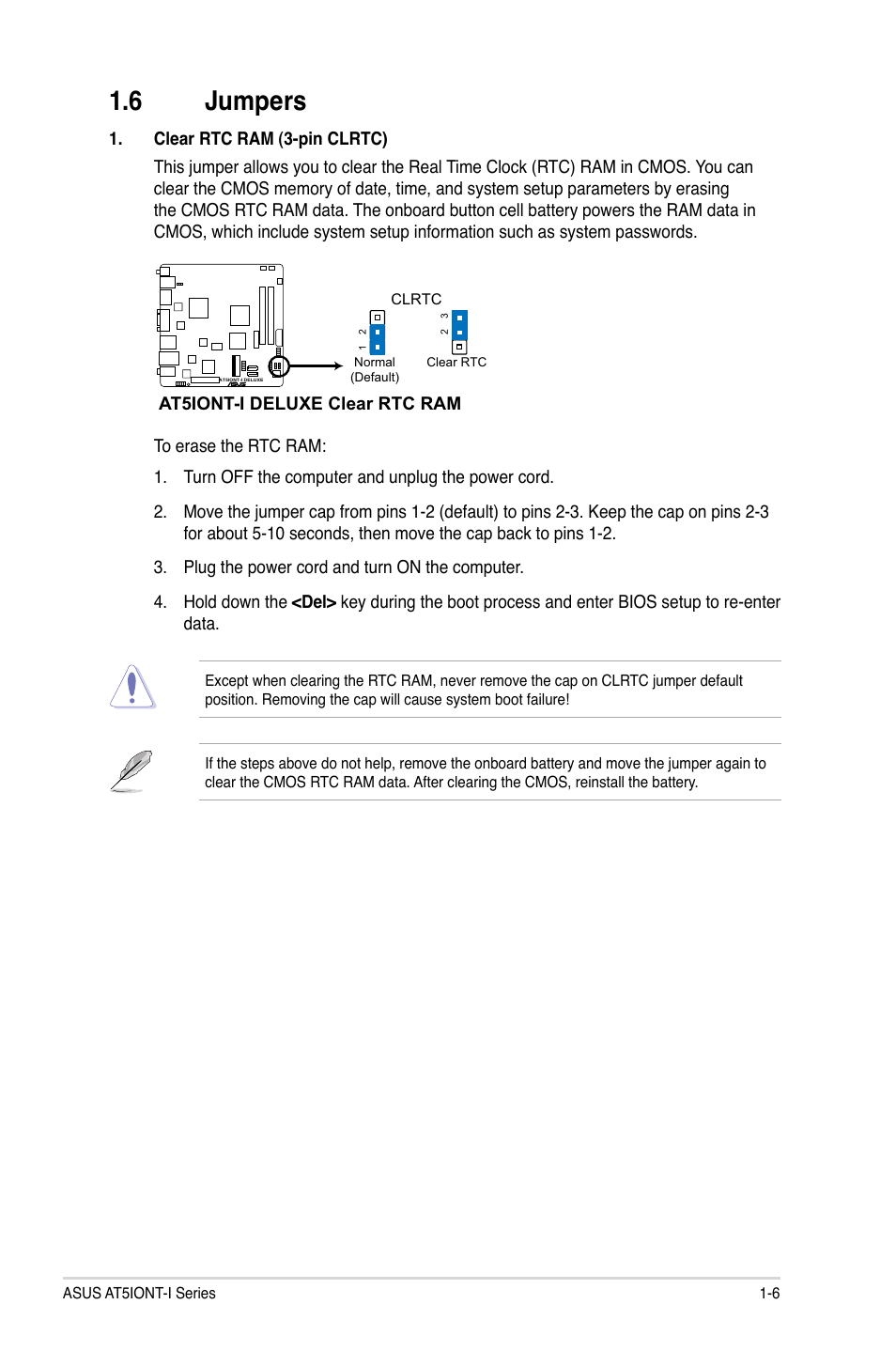 6 jumpers, Jumpers -6 | Asus AT5IONT-I User Manual | Page 15 / 47