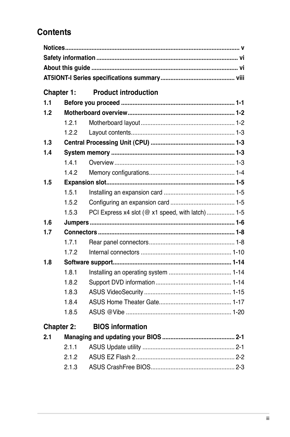 Asus AT5IONT-I User Manual | Page 3 / 47