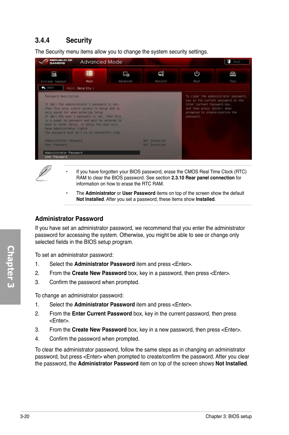 Chapter 3, 4 security | Asus Rampage IV Extreme User Manual | Page 106 / 179