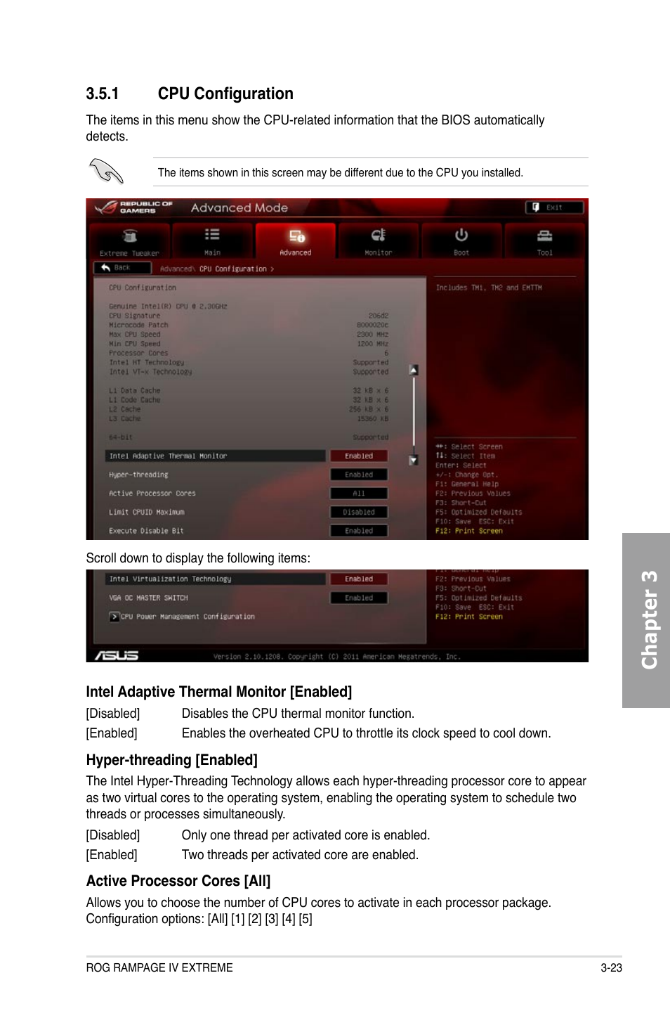 Chapter 3, 1 cpu configuration | Asus Rampage IV Extreme User Manual | Page 109 / 179