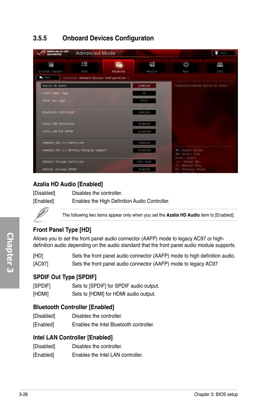 Chapter 3, 5 onboard devices configuraton | Asus Rampage IV Extreme User Manual | Page 114 / 179