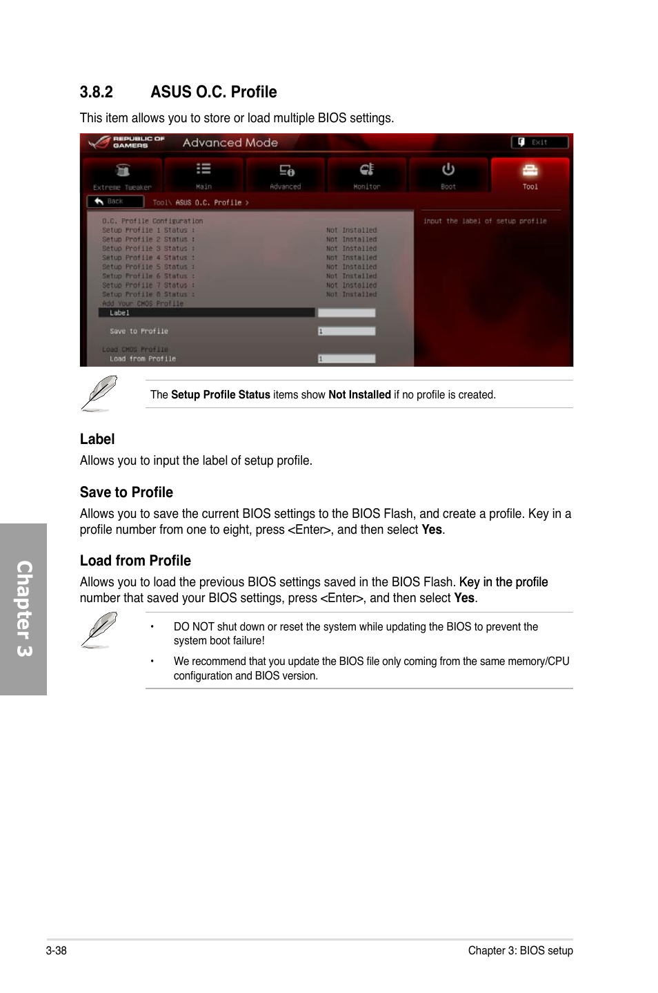 Chapter 3, 2 asus o.c. profile | Asus Rampage IV Extreme User Manual | Page 124 / 179