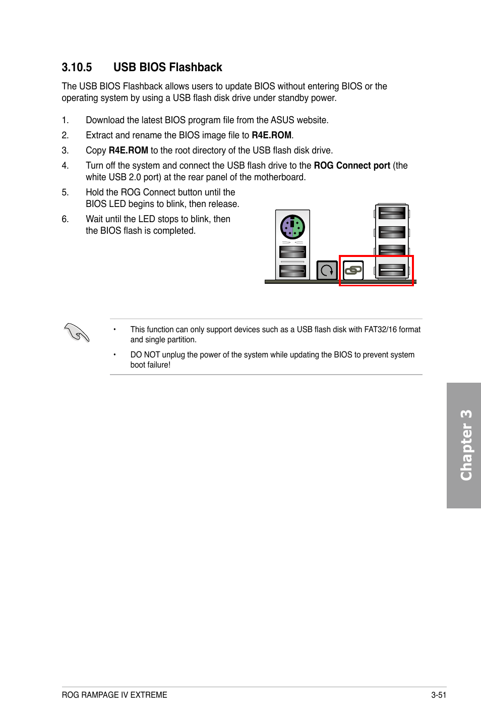 Chapter 3, 5 usb bios flashback | Asus Rampage IV Extreme User Manual | Page 137 / 179